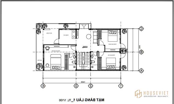 Bản vẽ kết cấu nhà phố 2 tầng