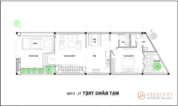 Bản vẽ nhà 2 tầng 3 phòng ngủ