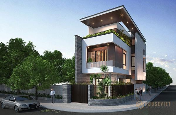 Mẫu nhà 2 tầng 2 mặt tiền ấn tượng
