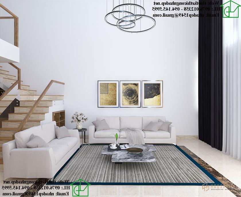 Phòng khách thiết kế đơn giản nhưng vẫn thu hút và bắt mắt.