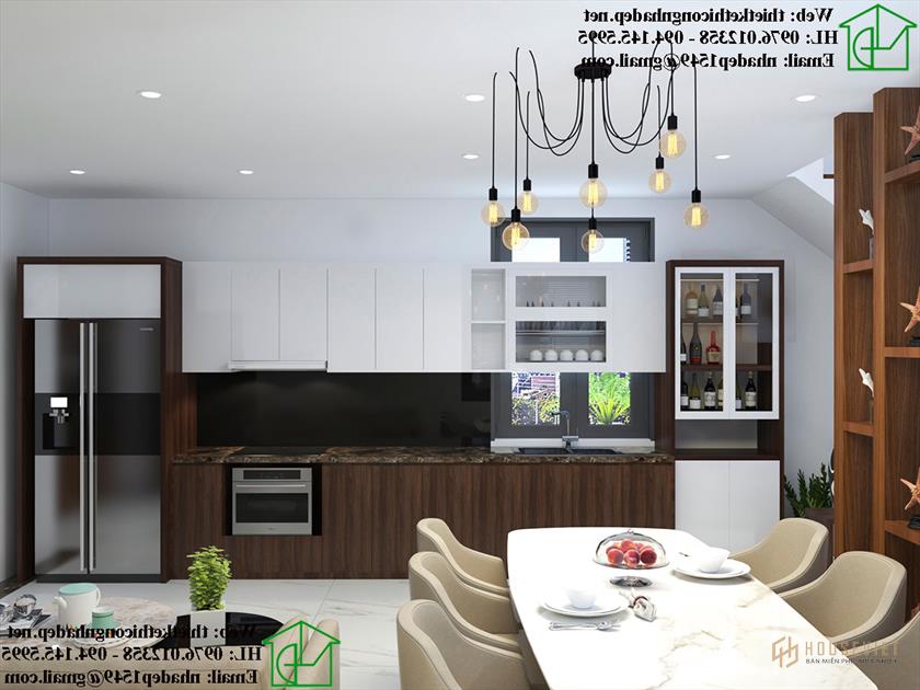 Phương án 2 thiết kế nội thất phòng bếp.