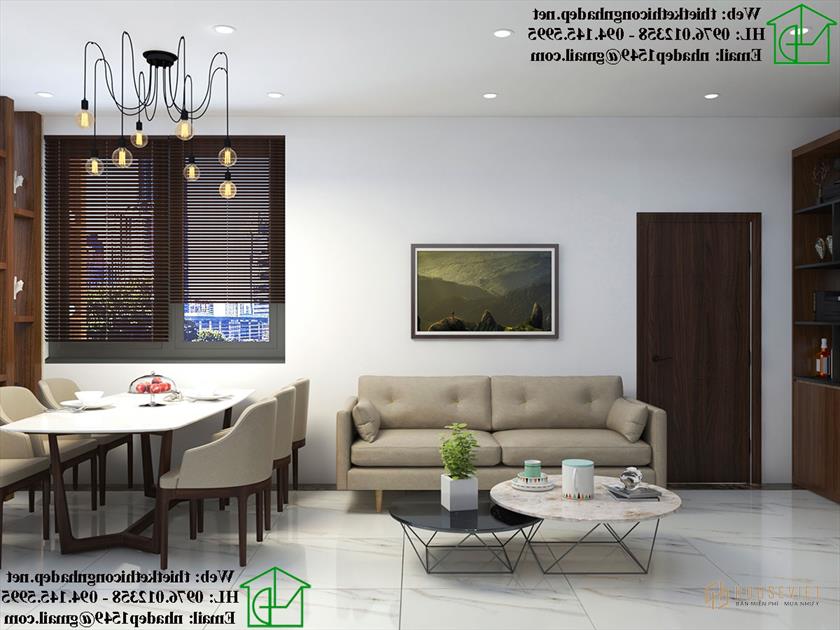 Thiết kế không gian bếp tiện nghi và hiện đại.