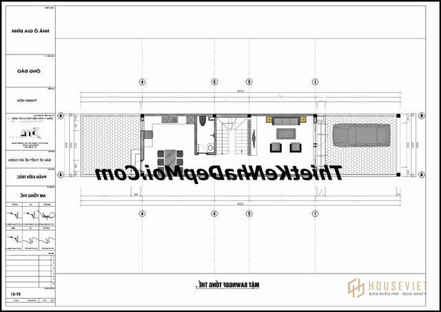 Mặt bằng nhà 2 tầng 65m2 ngang 4,5m