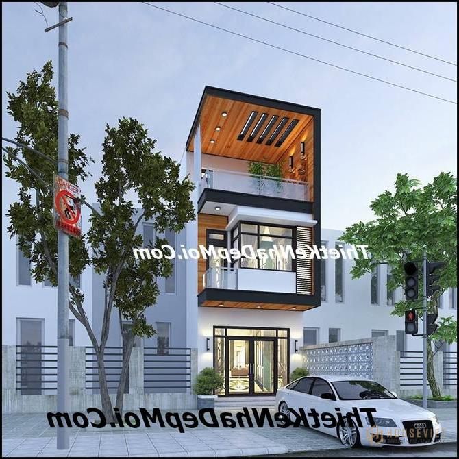 Mẫu nhà phố hiện đại 2 tầng 1 tum sân thượng đẹp
