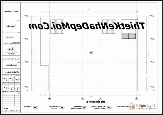 Bản vẽ nhà ống 1 trệt 1 lầu 1 sân thượng 65m2