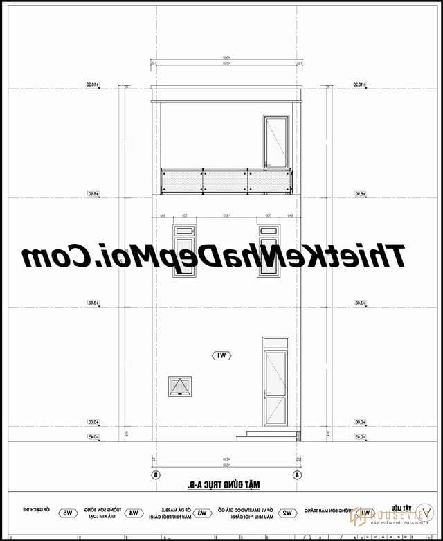 Bản vẽ nhà ống 2 tầng 4.5x14