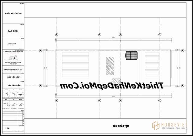 Bản vẽ nhà ống mái bằng 2 tầng rưỡi