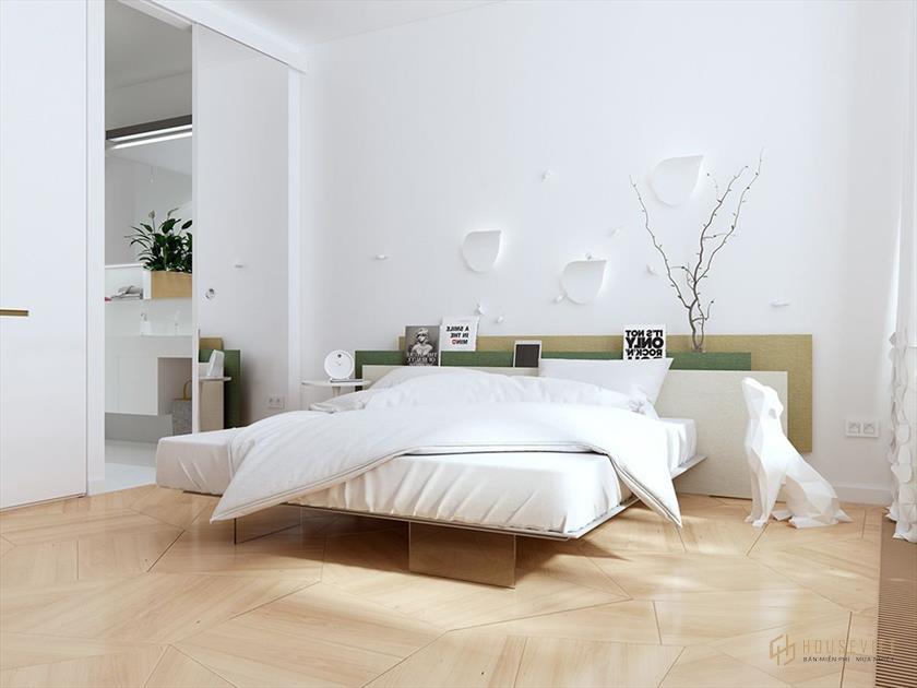 Chọn màu sắc tươi sáng cho phòng ngủ tối giản