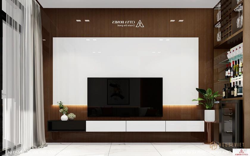 Phòng khách được trang trí đơn giản và tinh tế