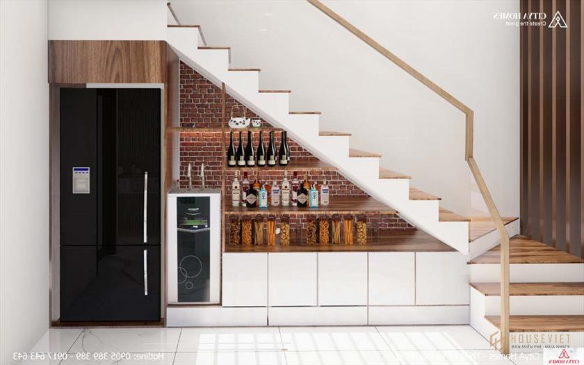 Tận dụng không gian gầm cầu thang để đựng đồ