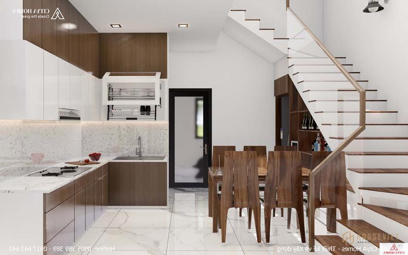 Phòng bếp được bố trí hợp phong thủy.