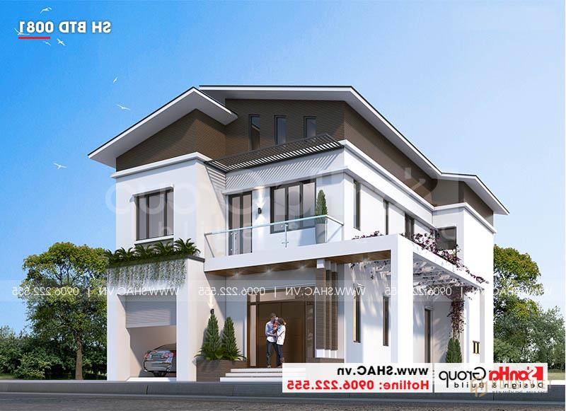 Mẫu thiết kế biệt thự 2 tầng hiện đại diện tích 190m2 - SH BTD 0081 2 Mẫu biệt thự 2 tầng đẹp phong cách hiện đại hút mọi ánh nhìn