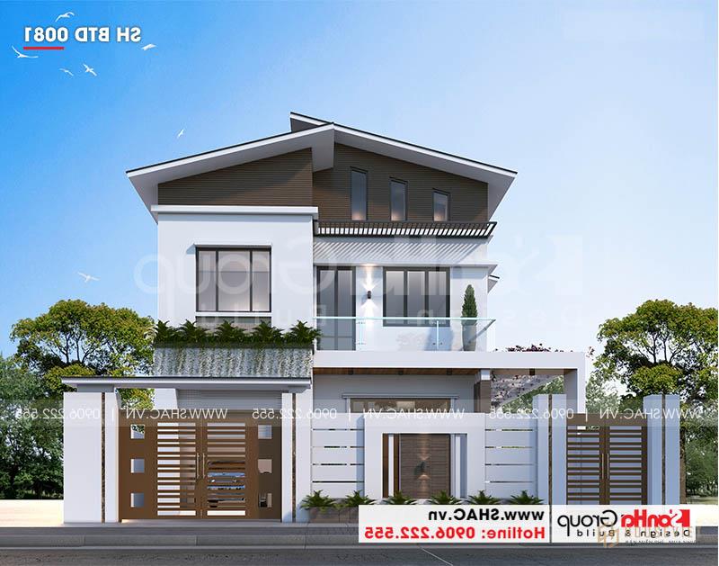 Mẫu thiết kế biệt thự 2 tầng hiện đại diện tích 190m2 - SH BTD 0081 4 Biệt thự 2 tầng mặt tiền 18m |