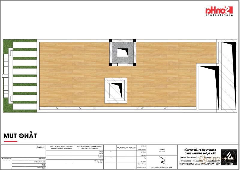 Mẫu thiết kế khách sạn mini 2 sao tân cổ điển đẹp tại Nam Định - SH KS 0061 69 Bản vẽ mặt bằng công năng tầng tum mẫu khách sạn 2 sao tân cổ điển 2 sao mini đẹp tại Nam Định