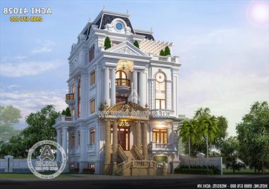 Mẫu thiết kế biệt thự tân cổ điển 4 tầng đẹp độc đáo - ACHI 41028