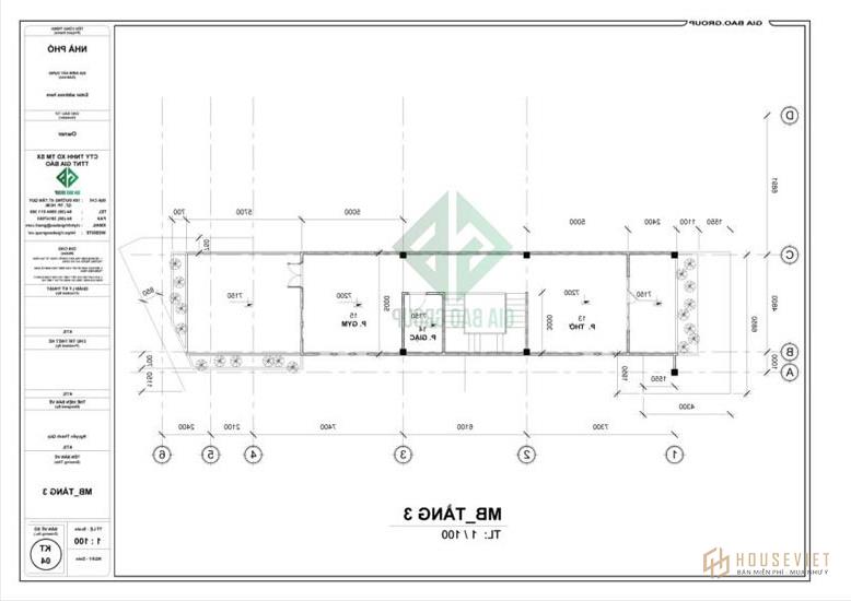 Tầng 3 mẫu thiết kế nhà phố 3 tầng đẹp