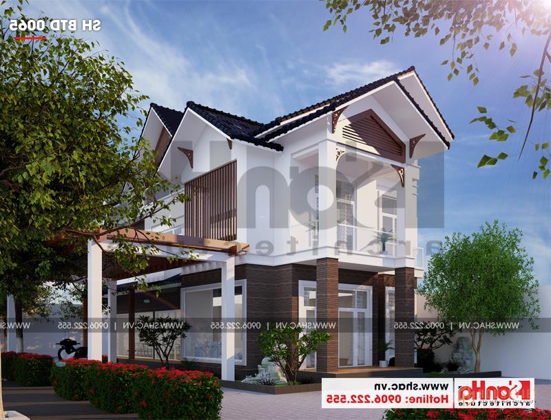 Biệt thự hiện đại 3 tầng mái thái có sân vườn đẹp tại Hải Phòng - SH BTD 0065 2 Mẫu thiết kế biệt thự 3 tầng hiện đại có sân vườn đẹp tại Hải Phòng