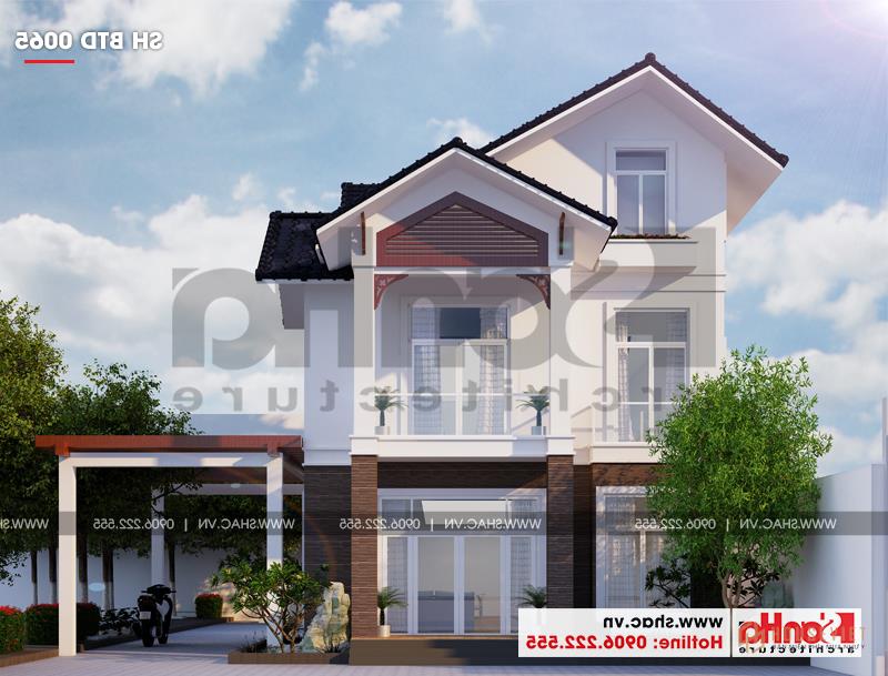 Biệt thự mái thái 3 tầng hiện đại có sân vườn đẹp tại Hải Phòng - SH BTD 0065 3 Mẫu biệt thự mái thái 3 tầng hiện đại có sân vườn đẹp công năng khoa học