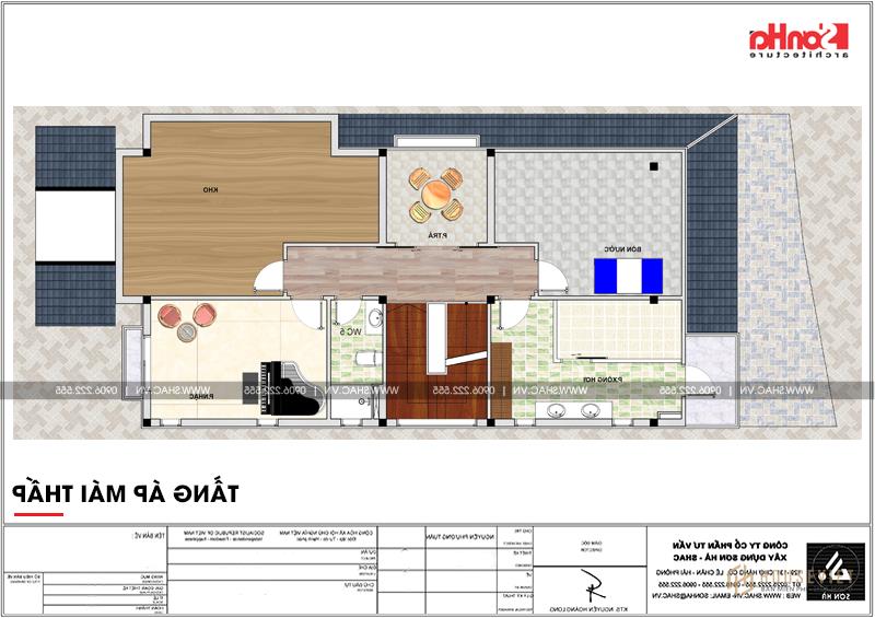 Biệt thự mái thái 3 tầng hiện đại có sân vườn đẹp tại Hải Phòng - SH BTD 0065 20 Tầng trệt chức năng tầng áp mái tầng thấp