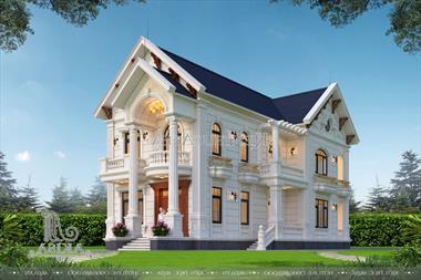 Mẫu thiết kế biệt thự tân cổ điển 2 tầng mái thái mặt tiền 9m (TGDĐ: Ông Mai - Nam Định) BT22463