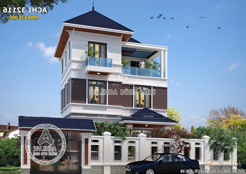 Không gian ngoại thất biệt thự 3 tầng sang trọng hiện đại Không gian ngoại thất biệt thự 3 tầng sang trọng hiện đại