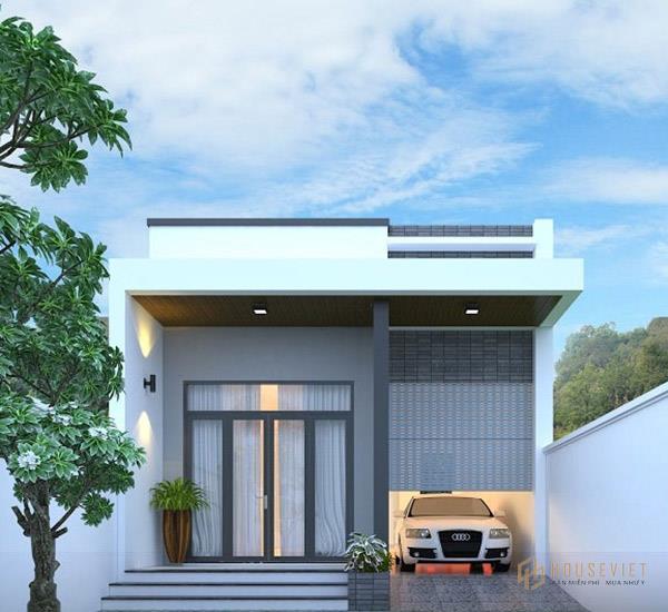 Mẫu thiết kế nhà cấp 4 đơn giản giá rẻ mái bằng có gác lửng được nhiều gia chủ quan tâm.