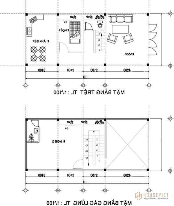 Bản vẽ nhà cấp 4 có gác lửng đẹp và hiện đại