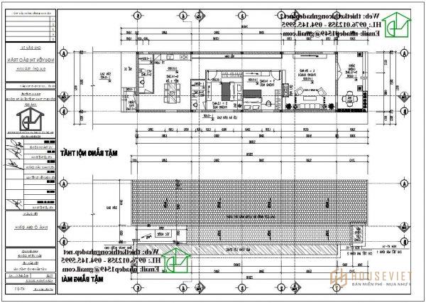 Mặt bằng bố trí nội thất mẫu nhà cấp 4 gác lửng giá rẻ NDNC471