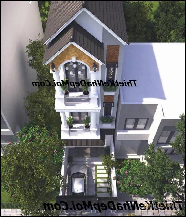 Mẫu thiết kế nhà phố 3 tầng mặt tiền 5m đẹp nhìn từ trên cao