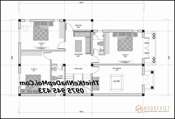 Bản vẽ thiết kế nhà 2 tầng 9.x15