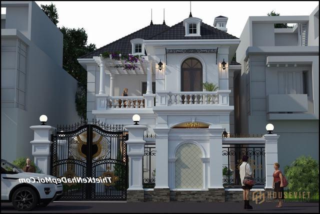 Mẫu biệt thự 2 tầng có gara 4 phòng ngủ