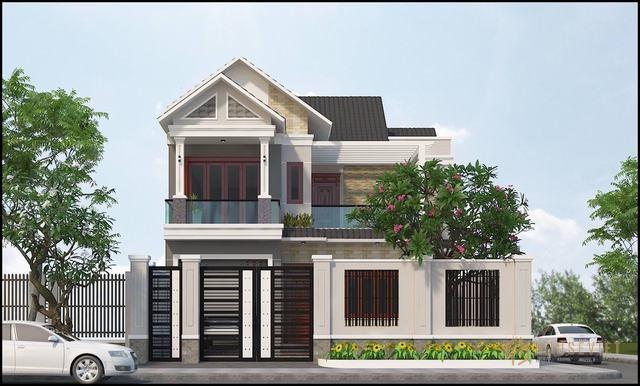 Mẫu nhà 2 tầng mái tôn đơn giản
