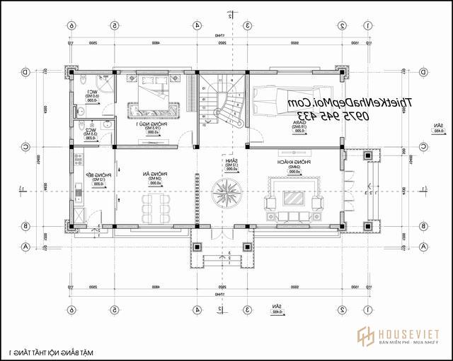 Thiết kế nhà 2 tầng hướng đông nam