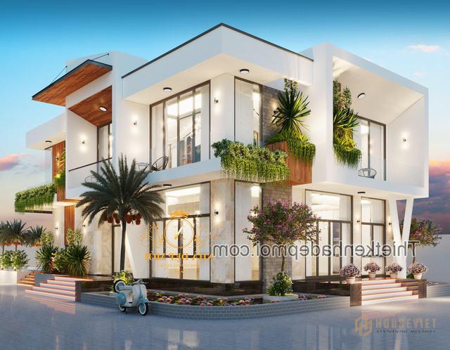 Villa vườn 2 tầng mái bằng