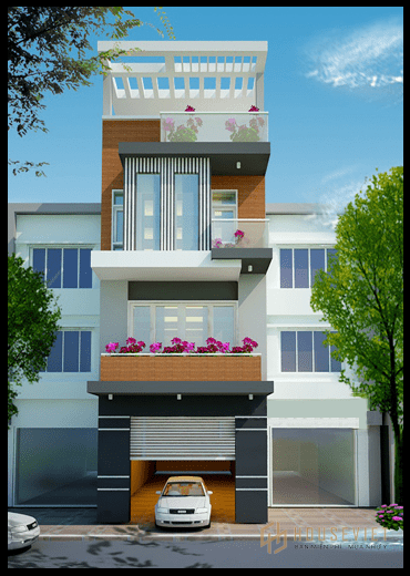 mẫu nhà đẹp 3 tầng 1 tum