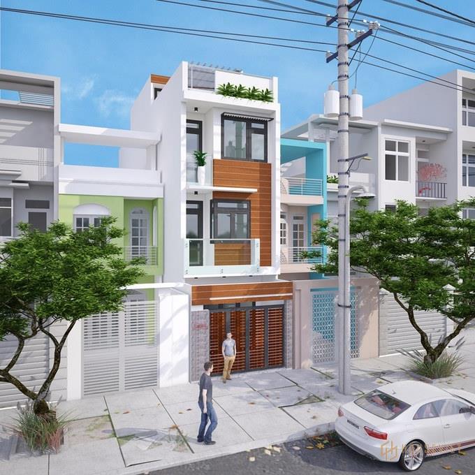mẫu nhà đẹp 3 tầng 1 tum