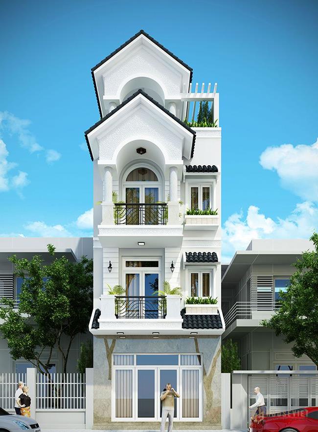 mẫu nhà đẹp 3 tầng 1 tum