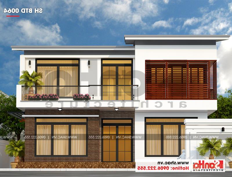 Mẫu biệt thự 2 tầng hiện đại mái thái 180m2 tại Hải Phòng - SH BTD 0064 2 Mẫu thiết kế biệt thự hiện đại 2 tầng mái thái 13,7x13m tại Hải Phòng
