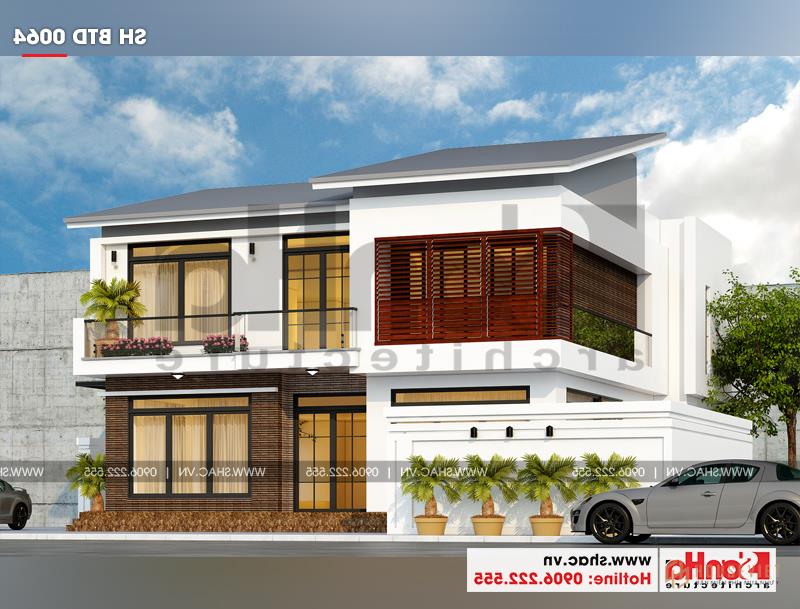 Biệt thự 2 tầng mái thái hiện đại rộng 180m2 tại Hải Phòng - SH BTD 0064 3 Nhìn từ mọi góc độ, mẫu thiết kế biệt thự 2 tầng mái thái hiện đại đều ấn tượng