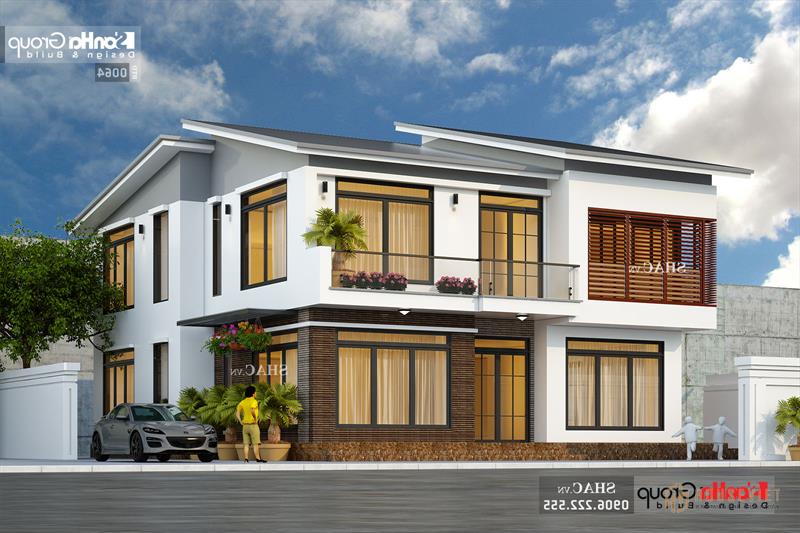 Mẫu biệt thự 2 tầng hiện đại mái thái 180m2 tại Hải Phòng - SH BTD 0064