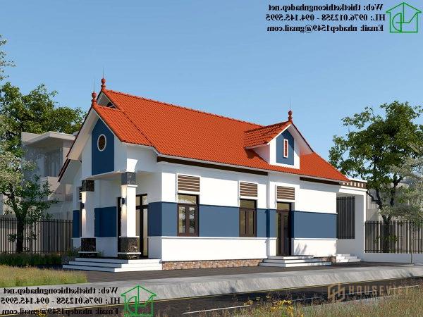 Mẫu nhà cấp 4 nông thôn đơn giản mái thái NDNC472