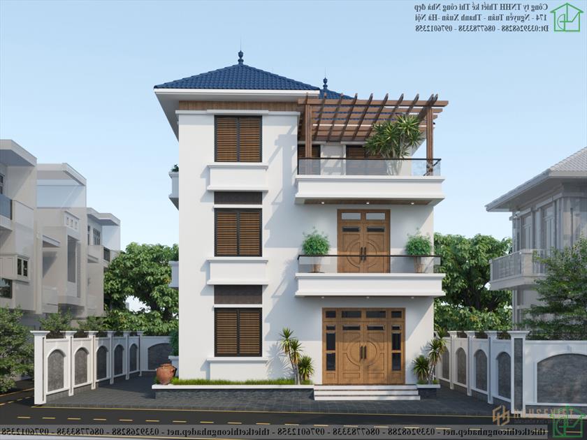 Biệt thự 3 tầng mái thái hiện đại NDBT3T24