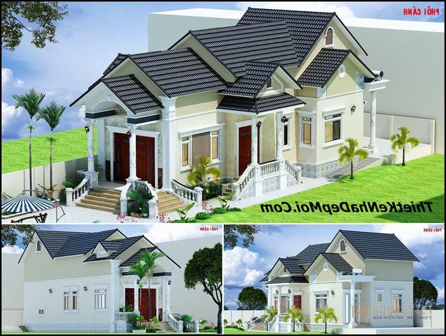 Mẫu nhà trệt mái thái mặt tiền 9m