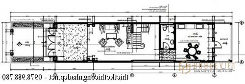 Mặt bằng tầng 1 nhà phố 4,5x18m