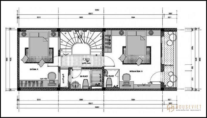 Thiết kế nhà 2 tầng 60m2 5x12m