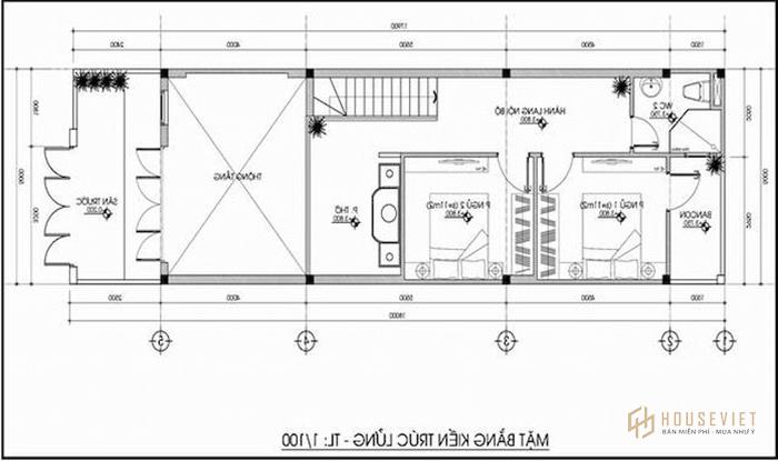 Thiết kế nhà 2 tầng 60m2 5x12m