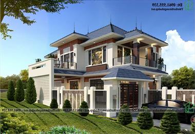 Mẫu biệt thự 2 tầng mái Nhật 15x21m tại Hải Dương NDBT2T147