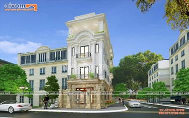 Mẫu nhà phố tân cổ điển 3 tầng 1 tum 2 mặt tiền - MB20309