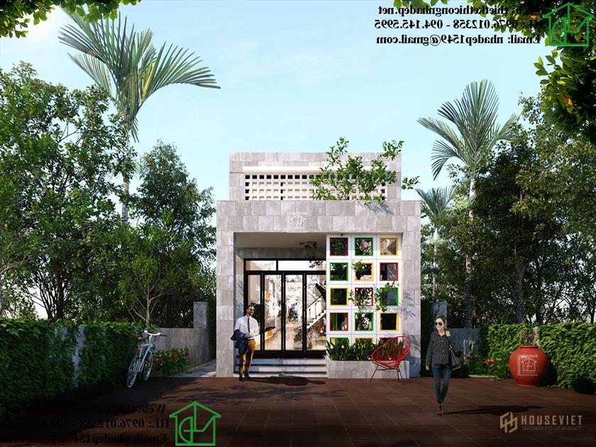 Mẫu nhà cấp 4 gác lửng, nhà ống có gác lửng 5x15m