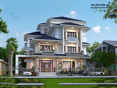 Mẫu biệt thự 4 tầng 15x18m hiện đại, tiện nghi tại Hà Nội NDBT4T3